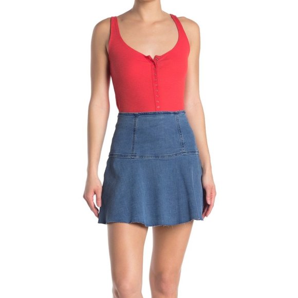 Free People Highlands Denim Mini Skirt - Picture 3 of 8